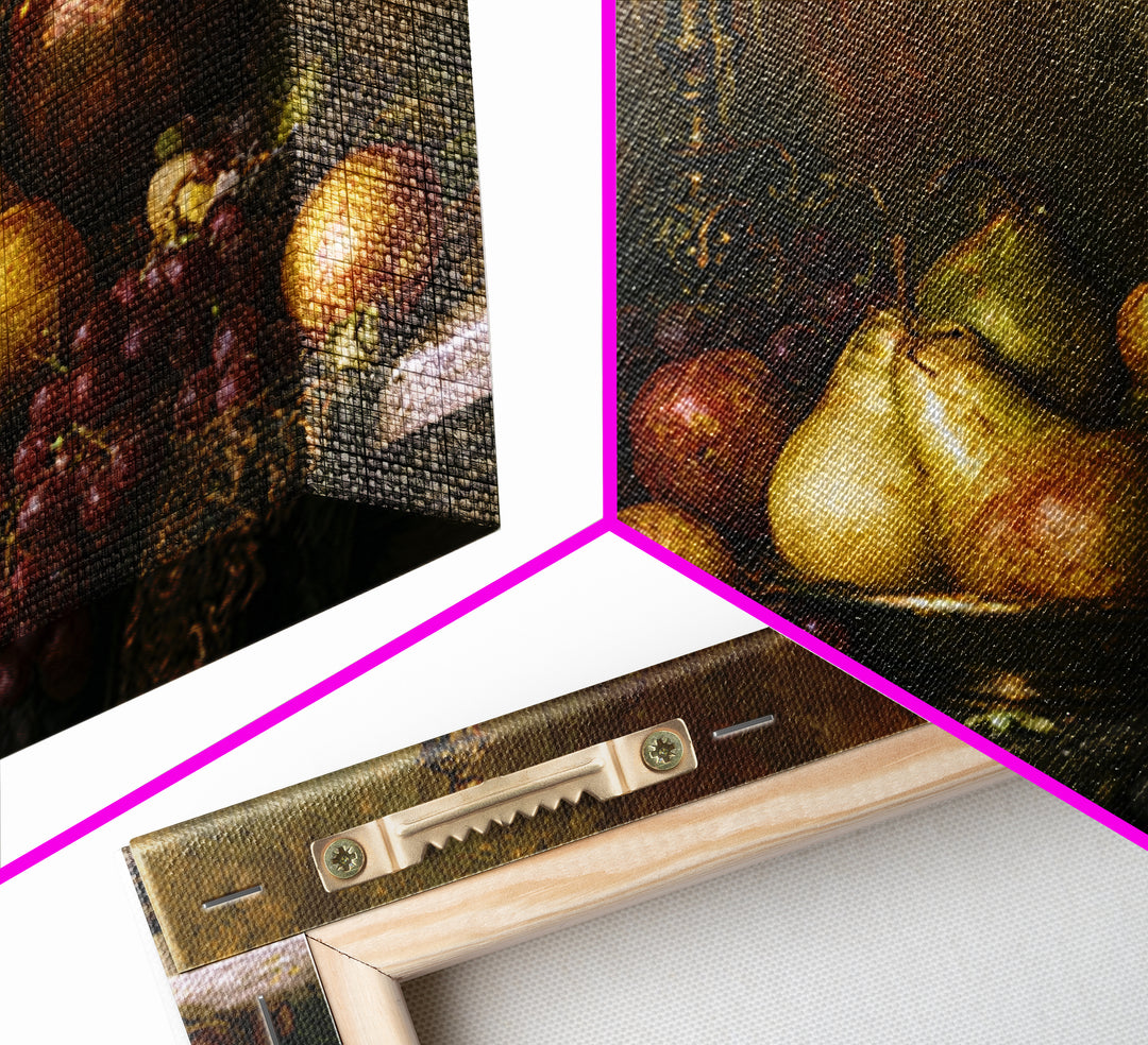 Classical Fruit Still Life Framed Canvas Print, Dining Room Art, Kitchen Wall Decor, Dining Room Decor, Fine Art, Dining, DRA-3x2-77