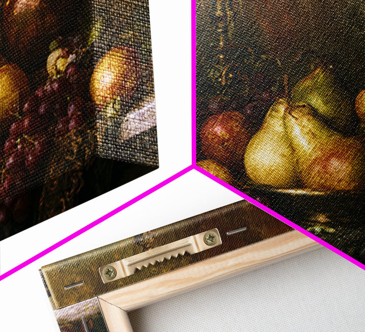 Classical Fruit Still Life Framed Canvas Print, Dining Room Art, Kitchen Wall Decor, Dining Room Decor, Fine Art, Dining, DRA-3x2-77
