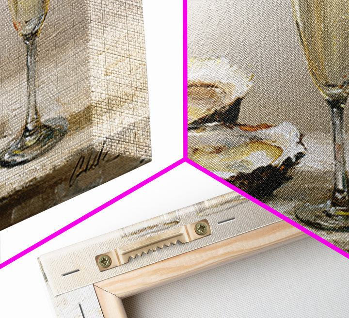 Elegant Oyster and Champagne Still Life Canvas Print, Dining Room Art, Neutral Decor, Dining Room Decor, Fine Art, Dining, DRA-3x2-83