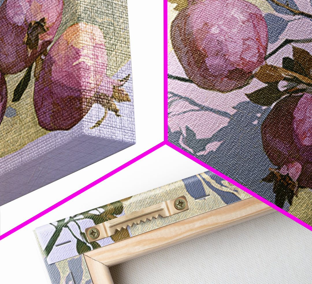 Pomegranate and Gold Leaf Botanical Study Canvas Print, Dining Room Art, Coastal Decor, Dining Room Decor, Fine Art, Dining, DRA-3x2-84