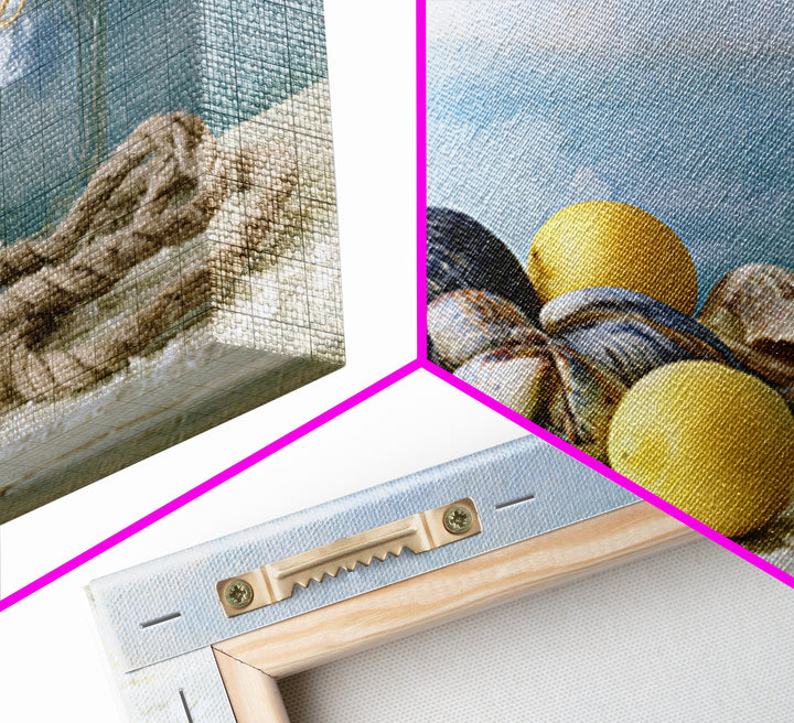 Shellfish and Lemon Still Life Framed Canvas Print, Dining Room Art, Trendy Wall Art, Dining Room Decor, Fine Art, Dining, DRA-3x2-92