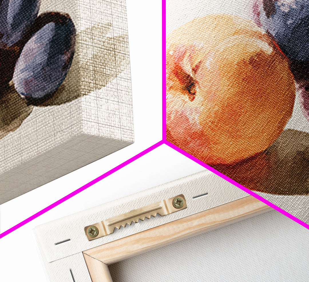 Peach and Plum Still Life Framed Canvas Print, Dining Room Art, Food Art, Dining Room Decor, Fine Art, Dining, DRA-3x2-96