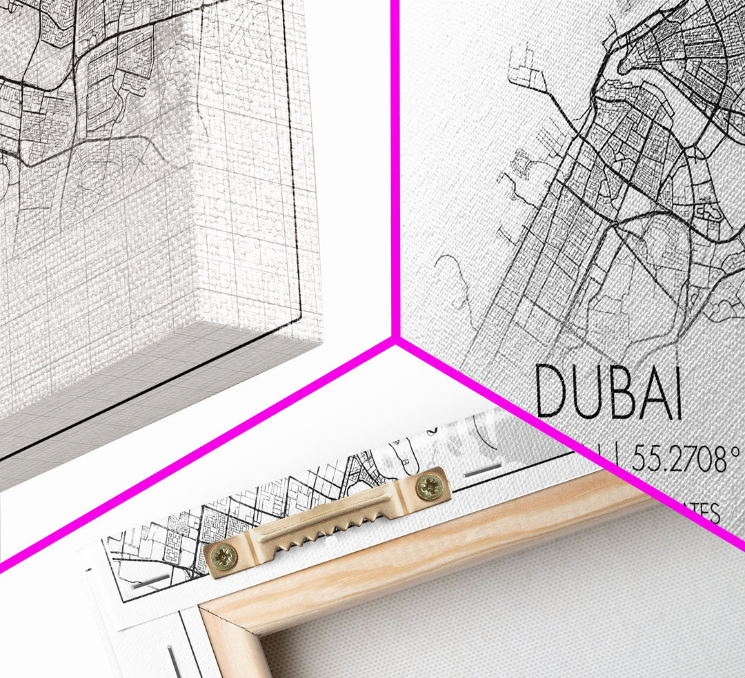 Dubai Street Map, United Arab Emirates Map, Map Print, Minimalist Art, Wall Art, Canvas Art, Cabin Wall Art, Gift For Traveler, Room Décor