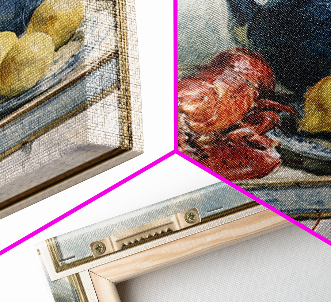 Unexpected Lobster and Lemons Still Life Framed Canvas Print, Eclectic Art, Fine Art Print, Living Room Decor, Abstract Art, ECL-1x1-42