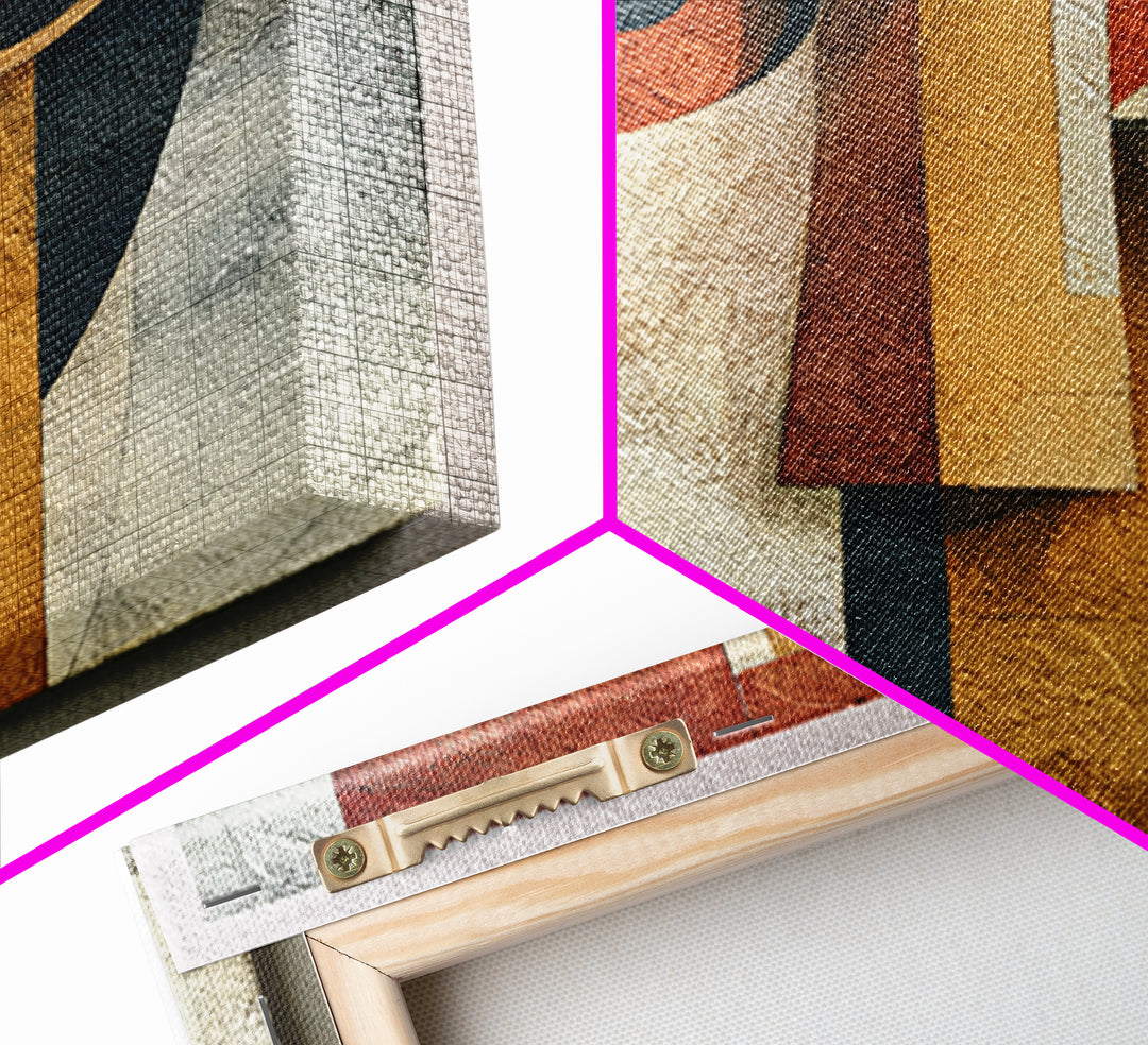 Abstract Mask with Playful Textures Framed Canvas Print, Eclectic Art, Living Room Decor, Abstract Art, Eclectic, ECL-1x1-44