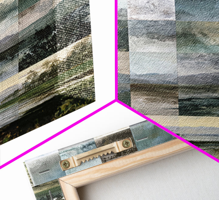 Bohemian Patchwork Landscape Framed Canvas Print, Eclectic Art, Room Decor, Living Room Decor, Oil Painting, Eclectic, ECL-1x1-48