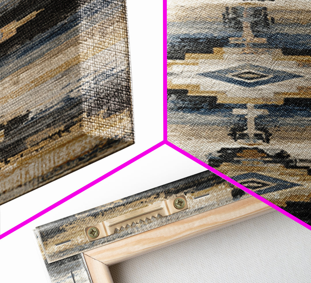Layered Tapestry Pattern Canvas Print, Eclectic Art, Art, Living Room Decor, Fine Art, Eclectic, Large Wall Art, Boho, ECL-1x3-100