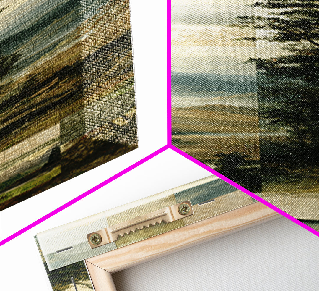 Bohemian Patchwork Landscape Framed Canvas Print, Eclectic Art, Statement Artwork, Living Room Decor, Oil Painting, Eclectic, ECL-1x3-84