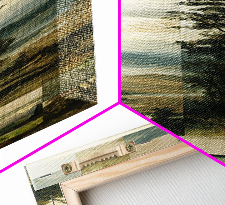 Bohemian Patchwork Landscape Framed Canvas Print, Eclectic Art, Statement Artwork, Living Room Decor, Oil Painting, Eclectic, ECL-1x3-84