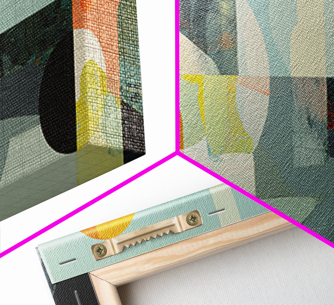 Geometric Sun and Hand Motif Framed Canvas Print, Eclectic Art, Digital Prints, Living Room Decor, Abstract Art, Eclectic, ECL-2x1-35