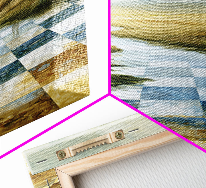 Playful Checkerboard Landscape Framed Canvas Print, Eclectic Art, Dopamine Decor, Living Room Decor, Fine Art, Eclectic, ECL-2x3-17