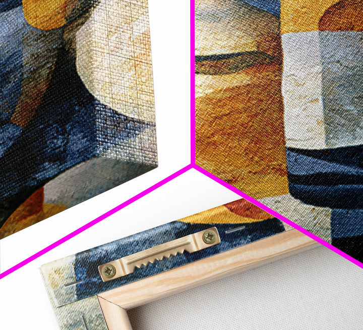 Abstract Mask with Playful Textures Framed Canvas Print, Eclectic Art, Boho, Living Room Decor, Abstract Art, Eclectic, ECL-2x3-4