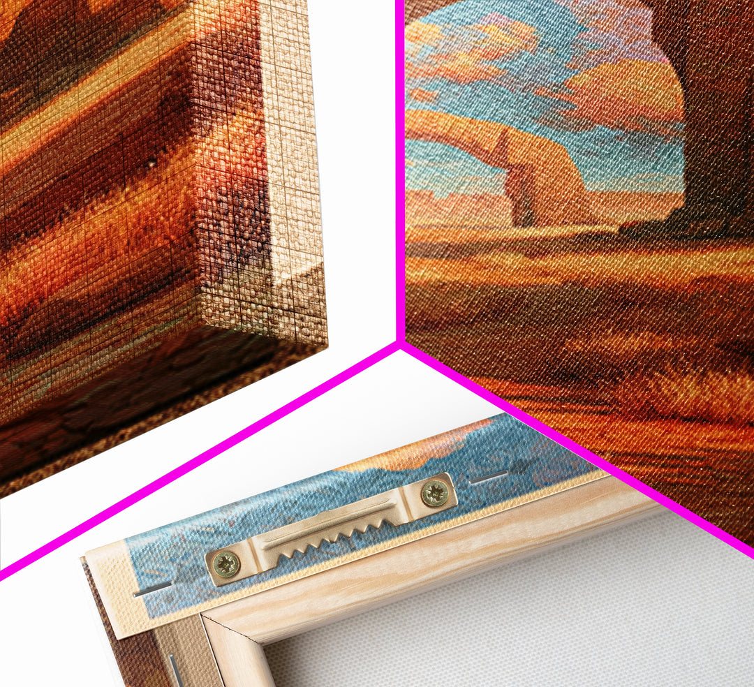 Surreal Desert with Floating Arches Framed Canvas Print, Eclectic Art, Printable, Living Room Decor, Oil Painting, Eclectic, ECL-2x3-6