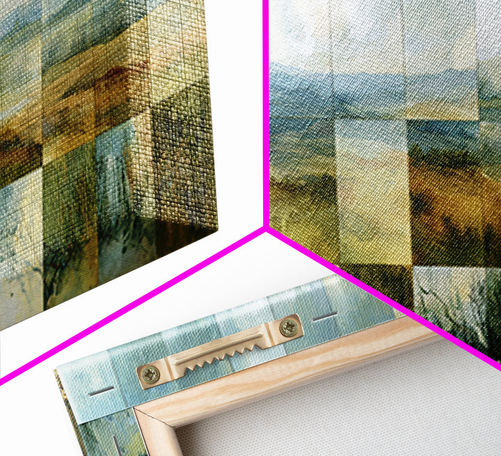 Playful Checkerboard Landscape Framed Canvas Print, Eclectic Art, Fine Art Print, Living Room Decor, Watercolor Art, Eclectic, ECL-3x1-1