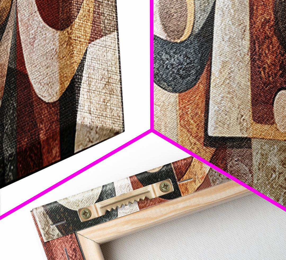 Abstract Mask with Playful Textures Framed Canvas Print, Eclectic Art, Dopamine Decor, Living Room Decor, Abstract Art, ECL-3x1-12
