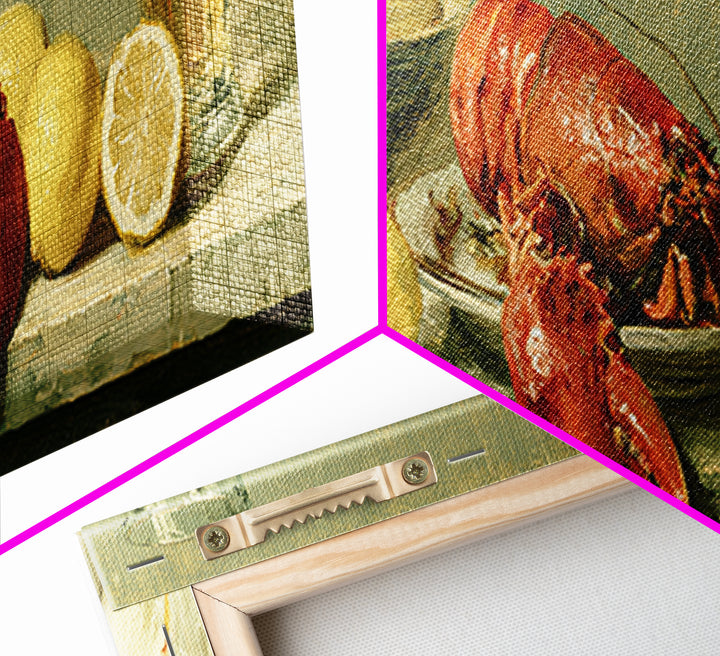 Unexpected Lobster and Lemons Still Life Canvas Print, Eclectic Art, Digital Print, Living Room Decor, Abstract Art, Eclectic, ECL-3x1-34