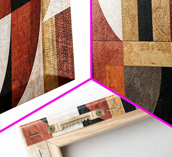 Abstract Shapes Layered Framed Canvas Print, Eclectic Art, Statement Artwork, Living Room Decor, Abstract Art, Eclectic, ECL-3x1-44