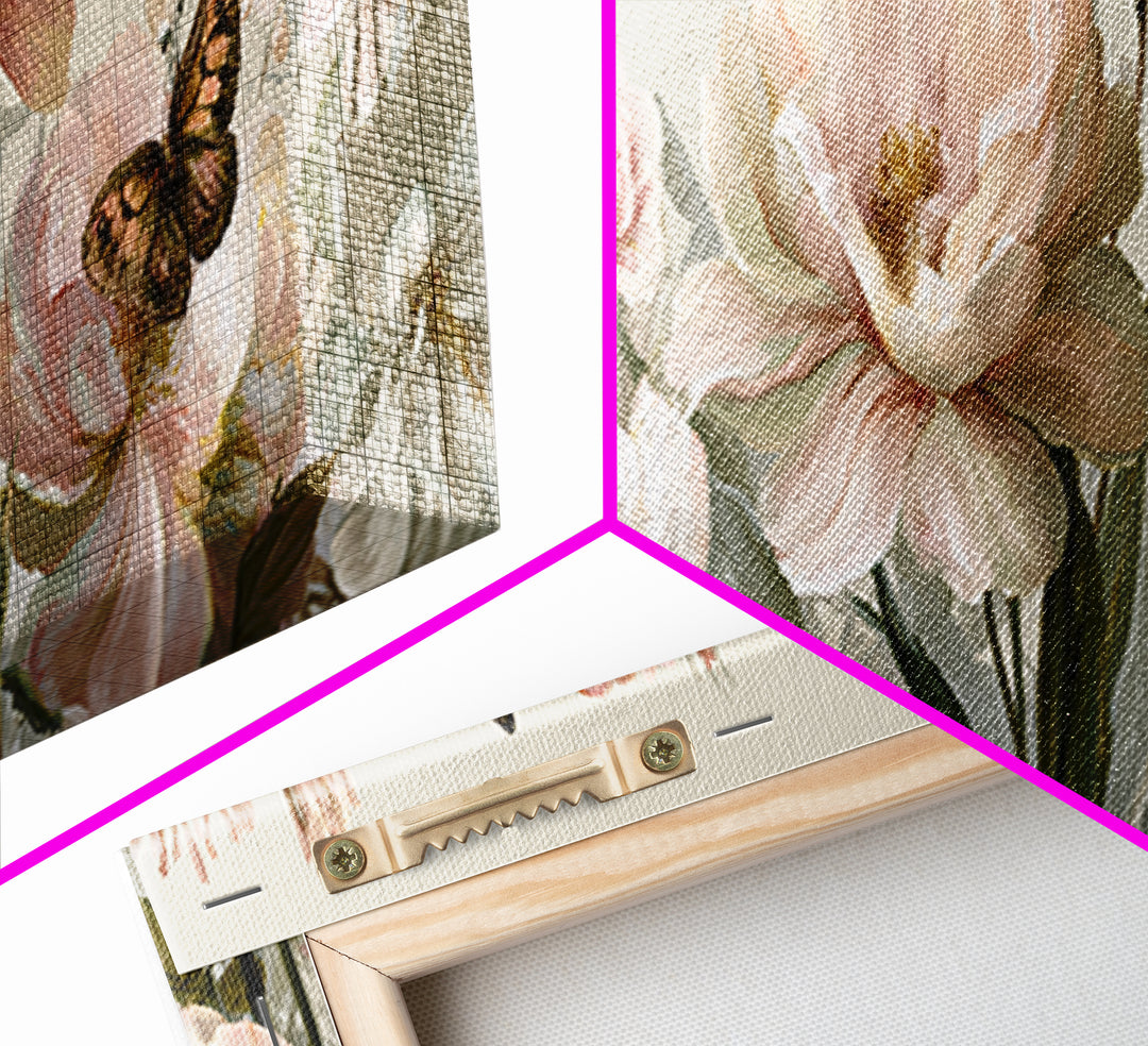 Botanical Collage with Butterflies and Old Paper Canvas Print, Eclectic Art, Contemporary Art, Living Room Decor, Eclectic, ECL-3x1-53