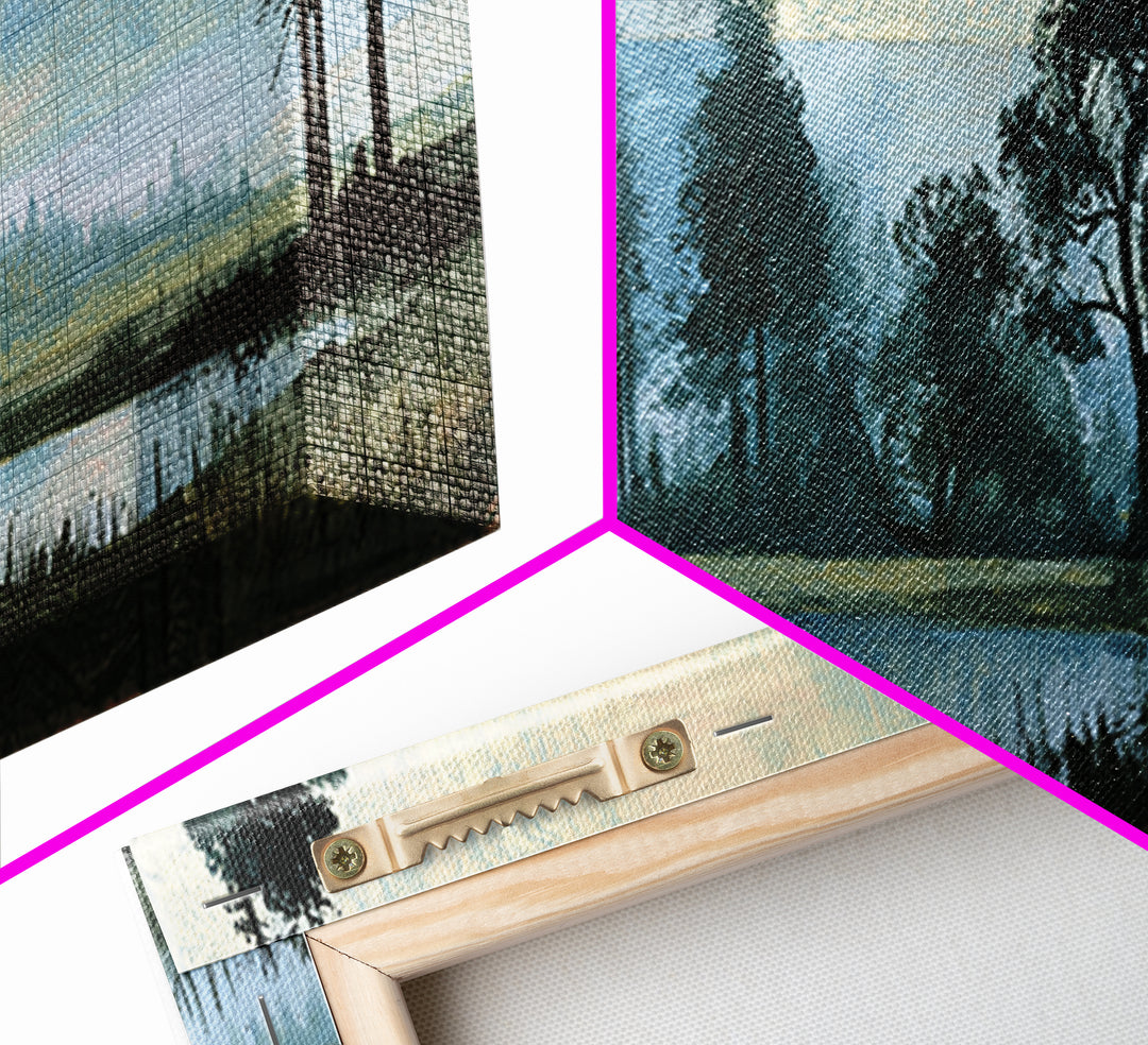 Bohemian Patchwork Landscape Framed Canvas Print, Eclectic Art, Minimalist Decor, Living Room Decor, Fine Art, Eclectic, ECL-3x1-64