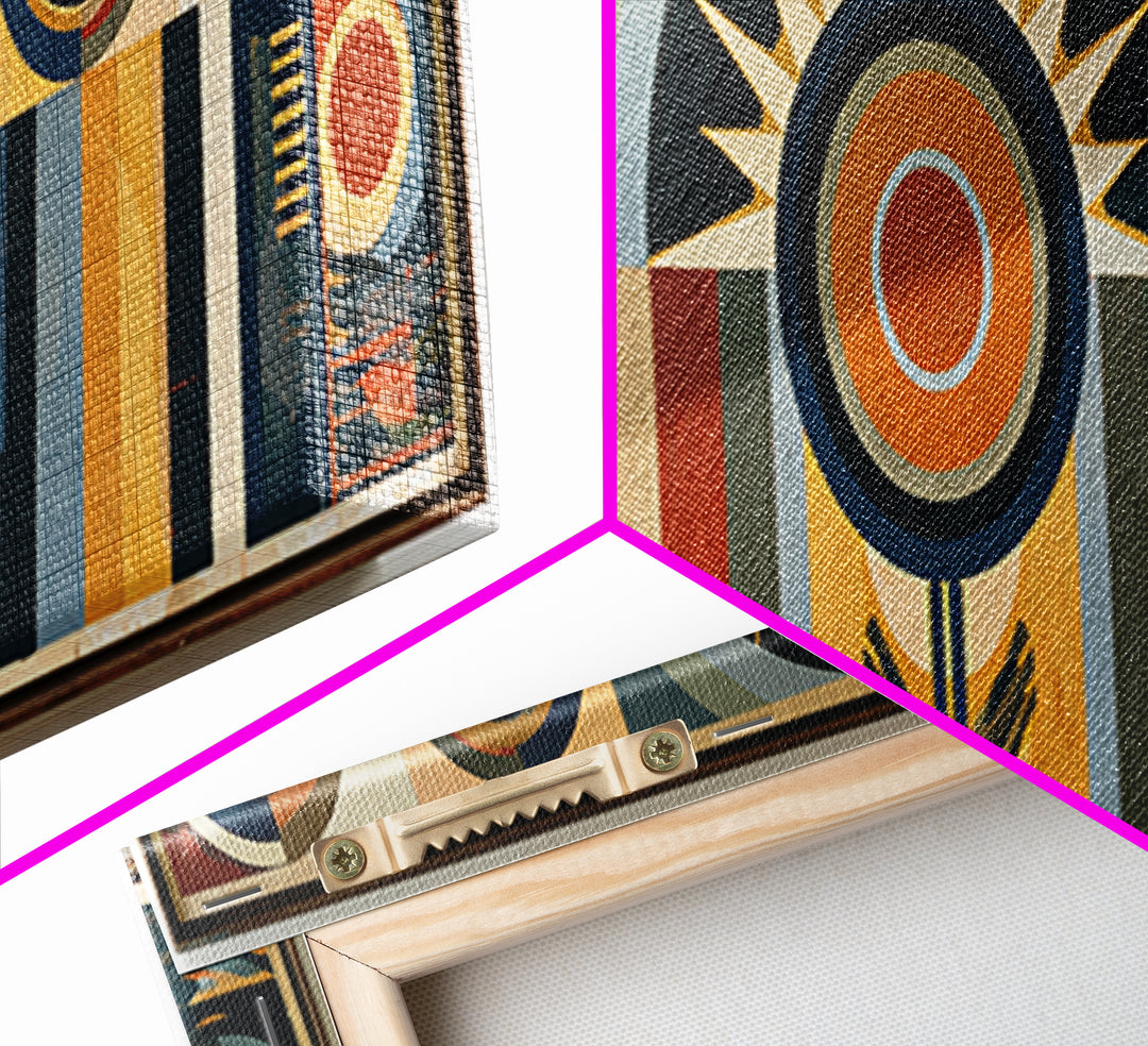 Geometric Sun and Hand Motif Framed Canvas Print, Eclectic Art, Printable Art, Living Room Decor, Abstract Art, Eclectic, ECL-3x1-79