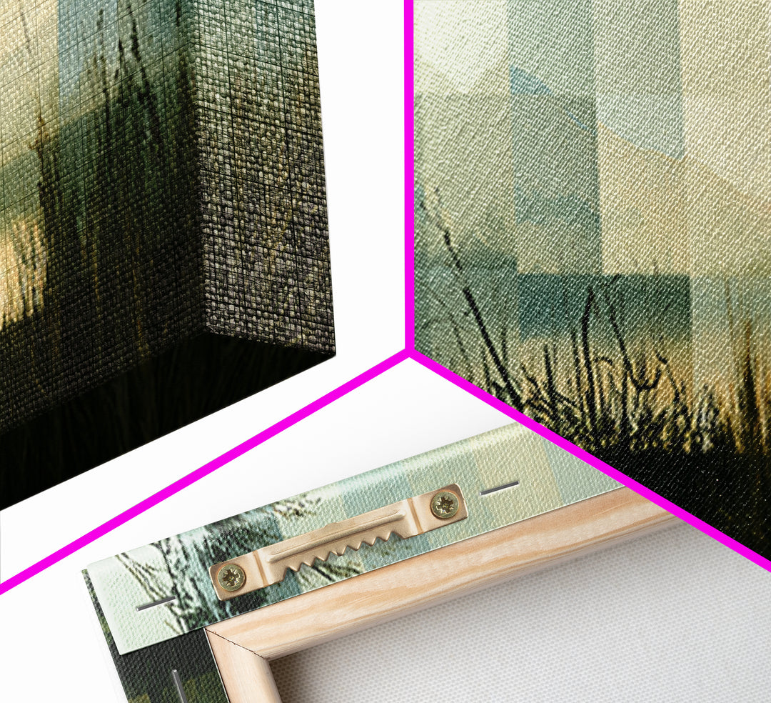 Playful Checkerboard Landscape Canvas Print, Eclectic Art, Printable, Living Room Decor, Fine Art, Eclectic, Printable Art, ECL-3x1-97