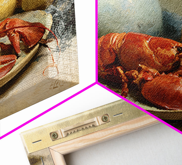 Unexpected Lobster and Lemons Still Life Canvas Print, Eclectic Art, Boho Wall Art, Living Room Decor, Oil Painting, Eclectic, ECL-3x2-22