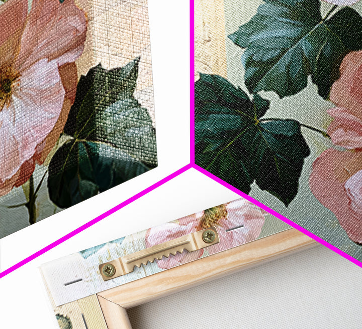 Botanical Collage with Butterflies and Old Paper Framed Canvas Print, Eclectic Art, Wall Decor, Living Room Decor, Eclectic, ECL-3x2-41
