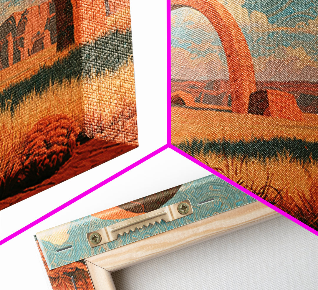 Surreal Desert with Floating Arches Framed Canvas Print, Eclectic Art, Modern Decor, Living Room Decor, Fine Art, Eclectic, ECL-3x2-50