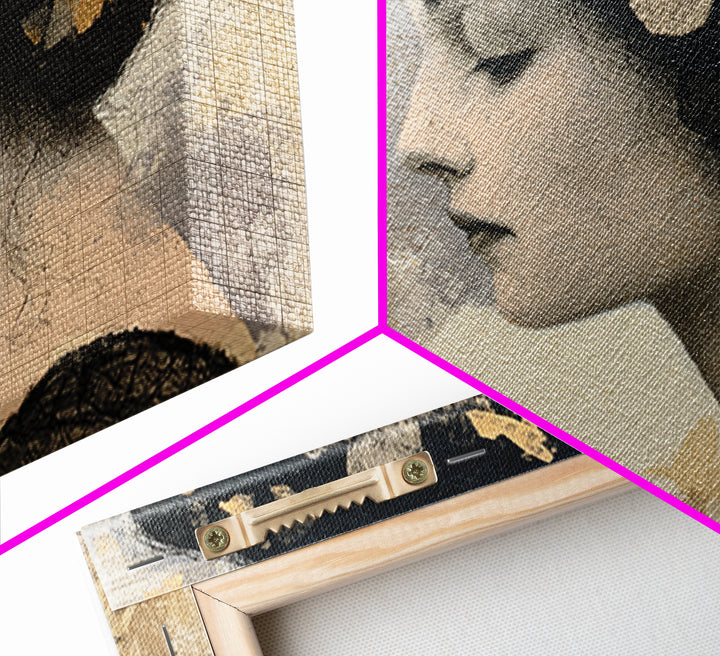 Mixed Media Woman Framed Canvas Print, Eclectic Art, Artwork, Living Room Decor, Fine Art, Eclectic, Boho Decor, Gallery Decor, ECL-3x2-60