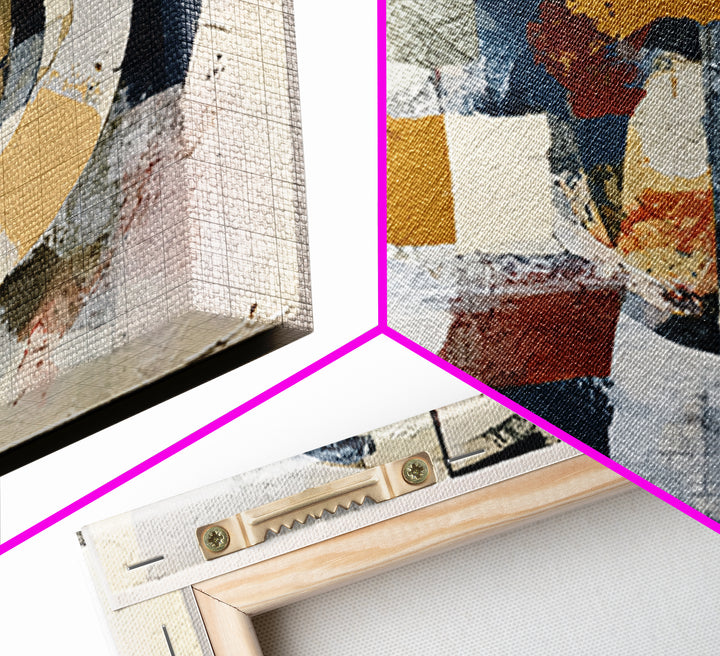 Abstract Shapes Layered Framed Canvas Print, Eclectic Art, Contemporary Art, Living Room Decor, Fine Art, Eclectic, ECL-3x2-8