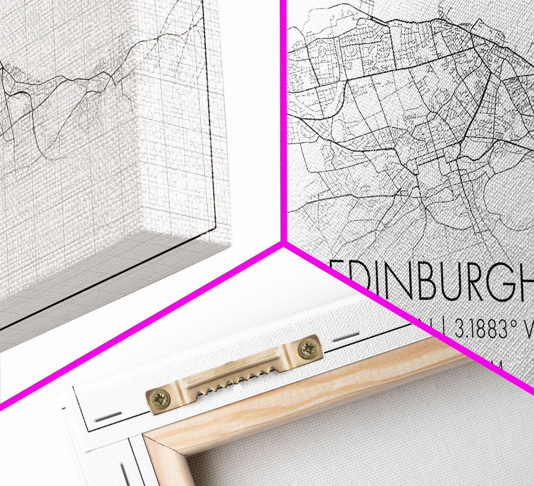 Edinburgh Street Map, Scotland Map, Map Art, Minimalist Art, Wall Art, Canvas Art, Travel Wall Art, Husband Gift, Office Décor For Men