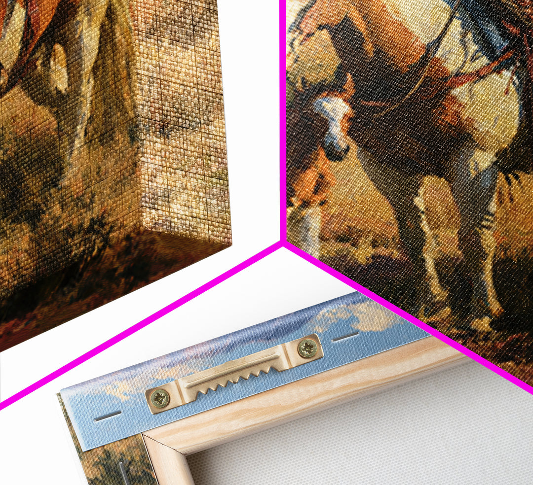 Horse and Foal Framed Canvas Print, Equestrian Art, Wall Decor, Living Room Decor, Oil Painting, Equestrian, Unique Wall Art, EQU-1x1-12