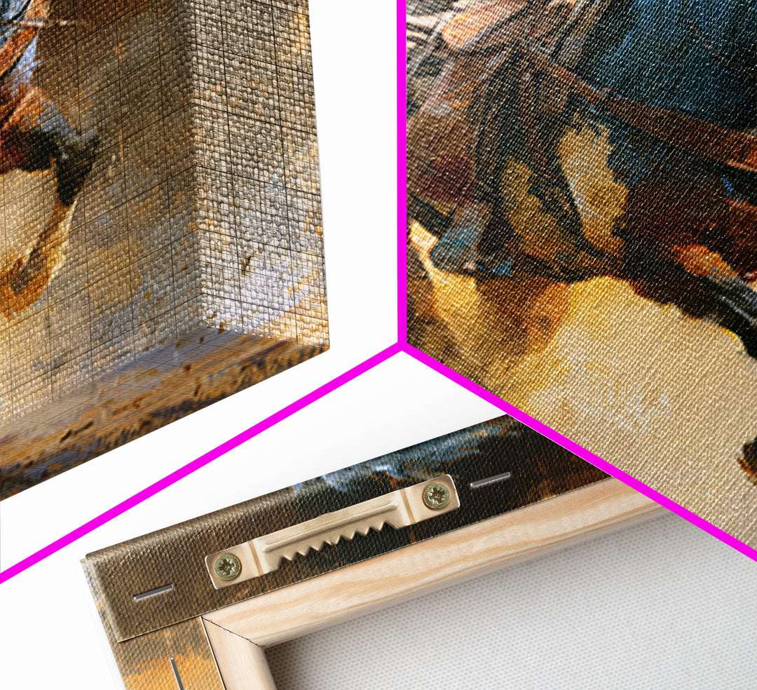 Galloping Horse in Golden Dust and Sunlight Canvas Print, Equestrian Art, Wall Art, Living Room Decor, Oil Painting, Equestrian, EQU-1x1-97