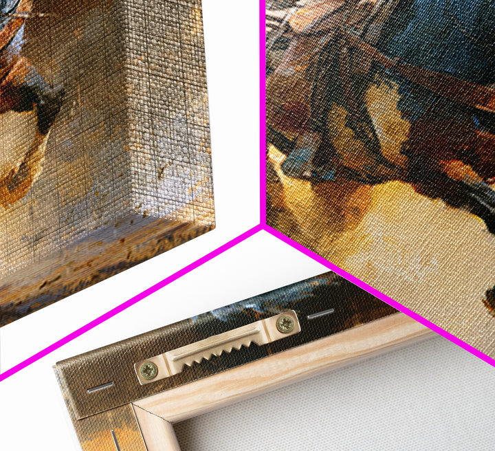 Galloping Horse in Golden Dust and Sunlight Canvas Print, Equestrian Art, Wall Art, Living Room Decor, Oil Painting, Equestrian, EQU-1x1-97