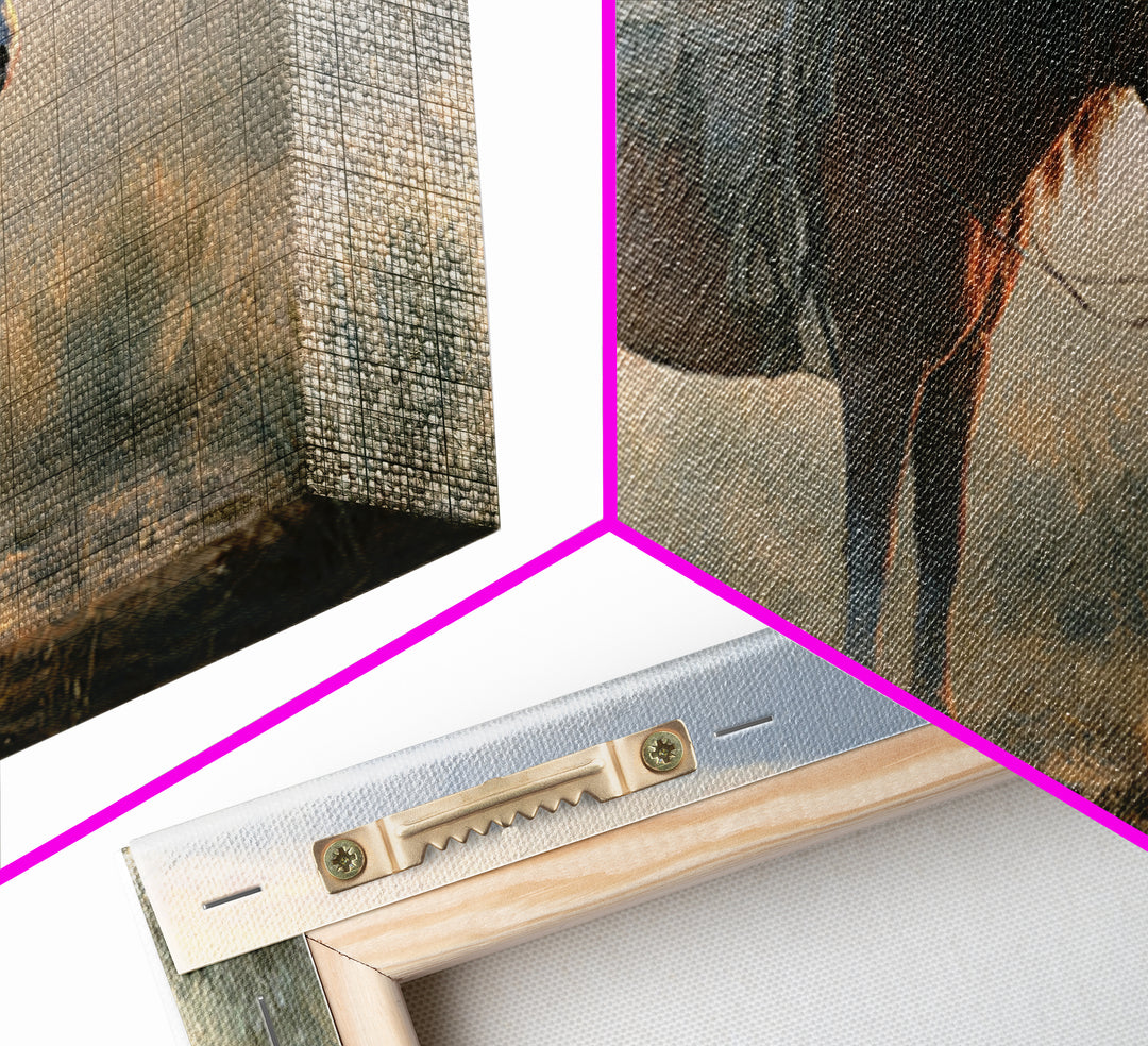 Horse in Misty Pasture with Peaceful Mood Canvas Print, Equestrian Art, Statement Artwork, Living Room Decor, Equestrian, EQU-2x1-20