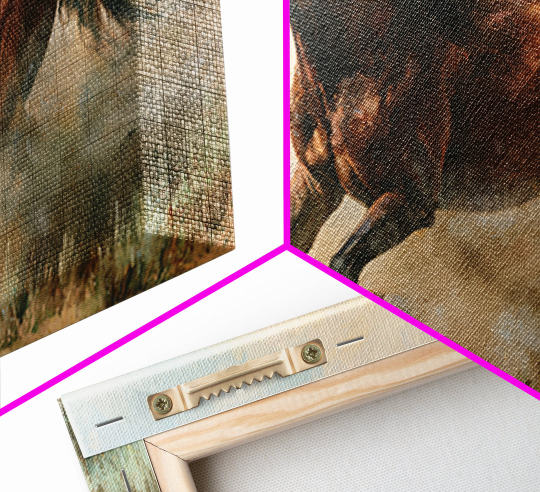 Galloping Horse in Golden Dust and Sunlight Canvas Print, Equestrian Art, Wall Art, Living Room Decor, Oil Painting, Equestrian, EQU-2x1-21
