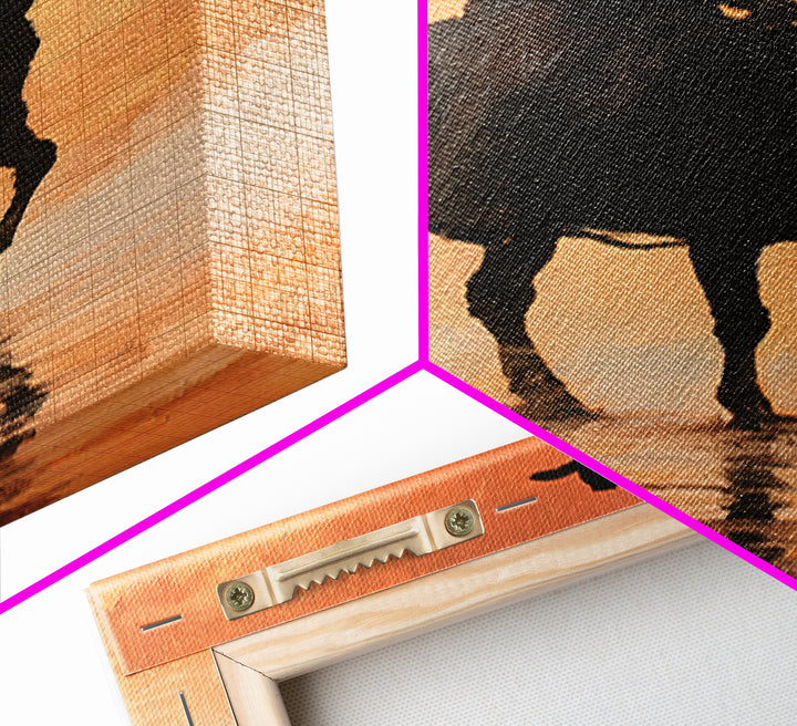 Equestrian Rider Silhouette at Sunrise Canvas Print, Equestrian Art, Antique Oil Painting, Living Room Decor, Abstract Art, EQU-2x3-11