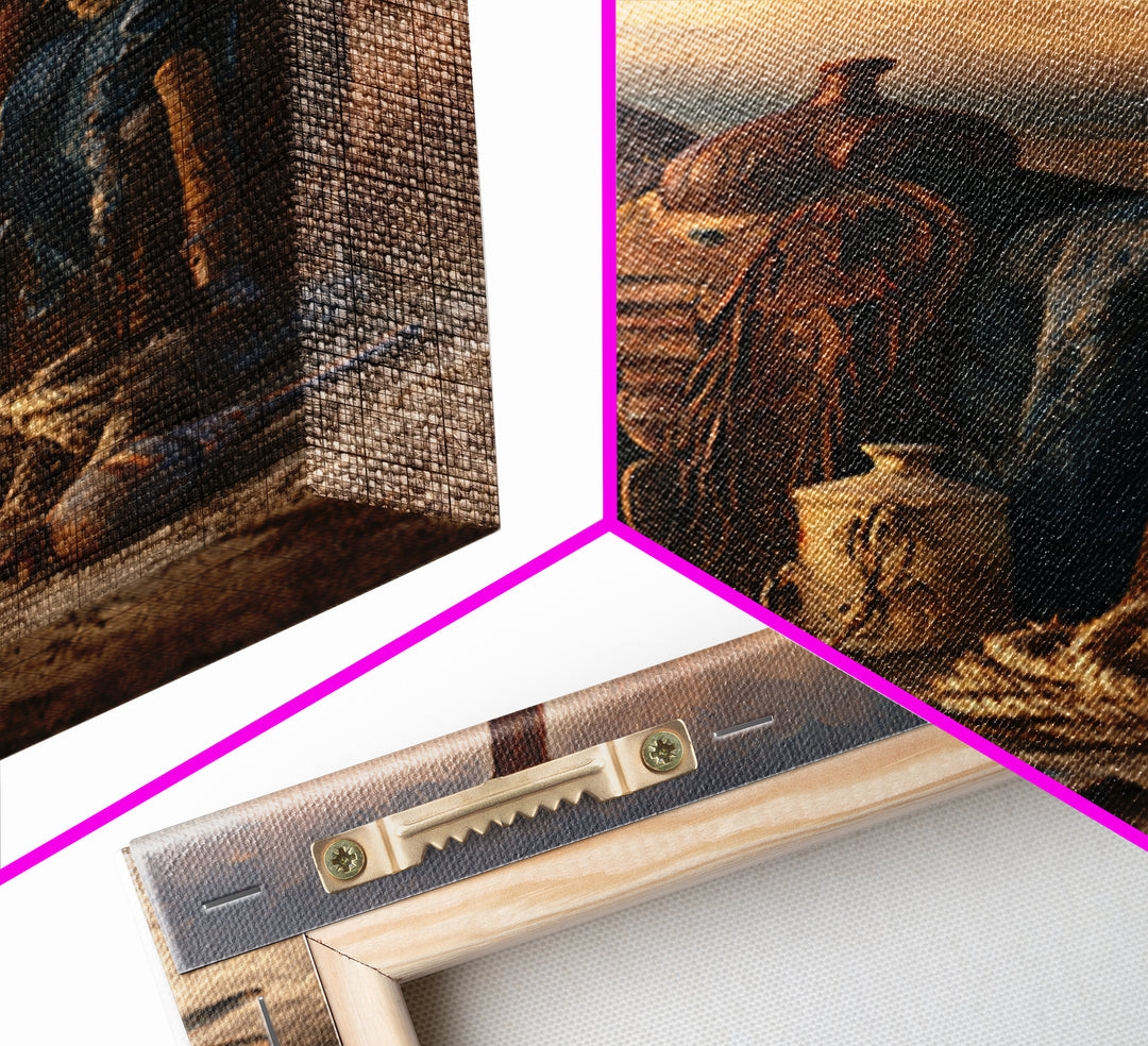 Stable Tools Arranged Like Old Master Still Canvas Print, Equestrian Art, Statement Artwork, Living Room Decor, Equestrian, EQU-2x3-31