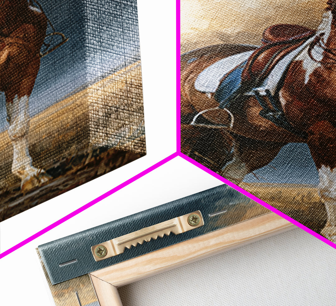 Dressage Horse in Refined Classical Pose Framed Canvas Print, Equestrian Art, Large Wall Art, Living Room Decor, Equestrian, EQU-2x3-90