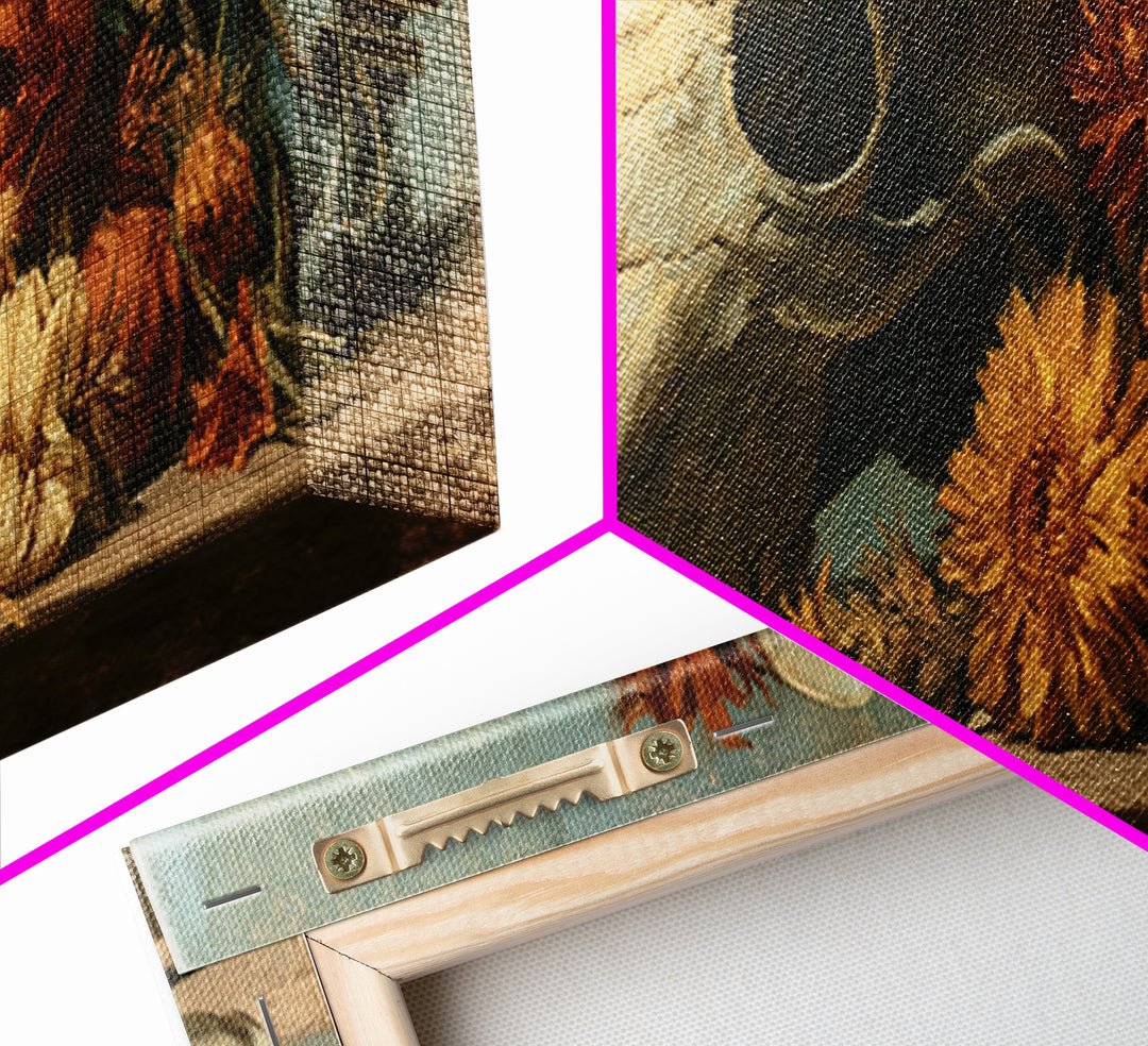 Horse Skull with Desert Flowers in Western Canvas Print, Equestrian Art, Modern Wall Art, Living Room Decor, Equestrian, EQU-3x1-37