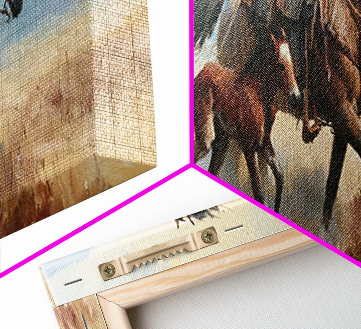 Horse and Foal Canvas Print, Equestrian Art, Green Wall Art, Living Room Decor, Fine Art, Equestrian, Statement Artwork, EQU-3x1-4