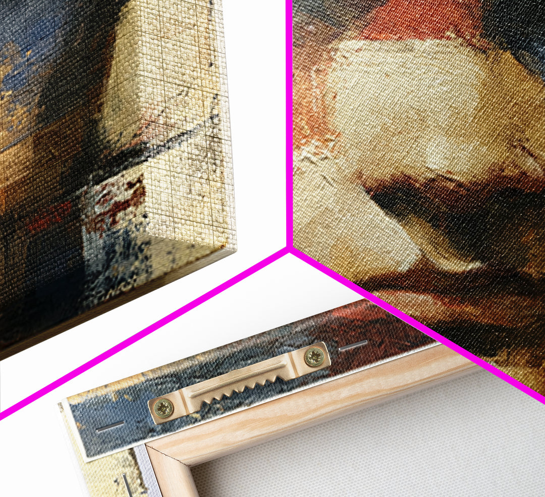 Emotional Portrait with Bold Red and Blue Canvas Print, Expressionist Art, Downloadable Prints, Living Room Decor, Expression, EXP-1x1-50
