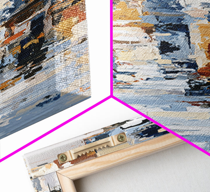 Distorted City Street Framed Canvas Print, Expressionist Art, Painting, Living Room Decor, Expression, Abstract Wall Art, EXP-1x3-61