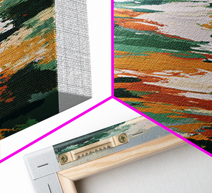 Garden Path with Thick Green and Orange Canvas Print, Expressionist Art, Textured Painting, Living Room Decor, Expression, EXP-1x3-98
