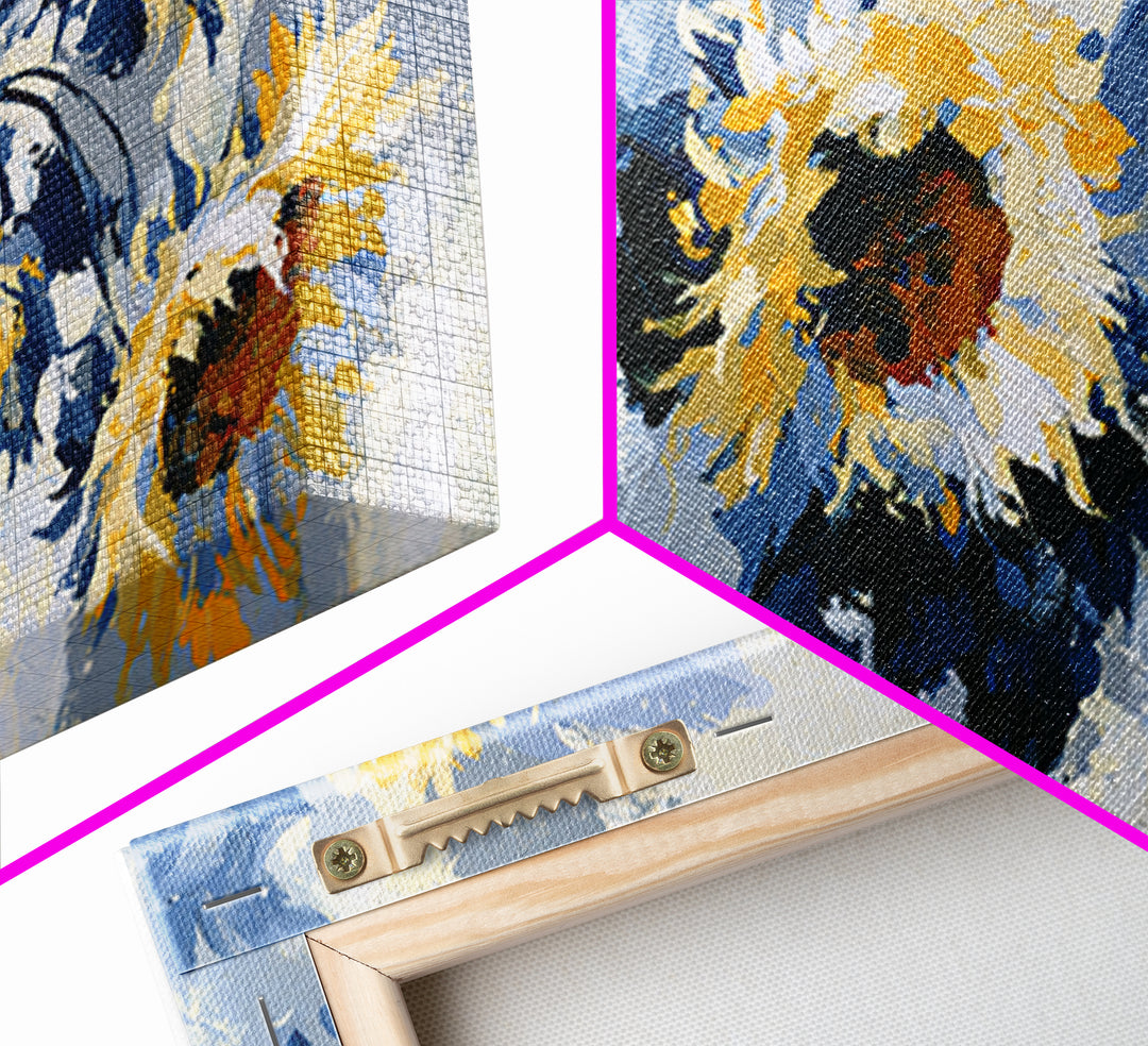 Sunflowers Twisting in Intense Painted Energy Canvas Print, Expressionist Art, Abstract Wall Art, Living Room Decor, Expression, EXP-2x1-76