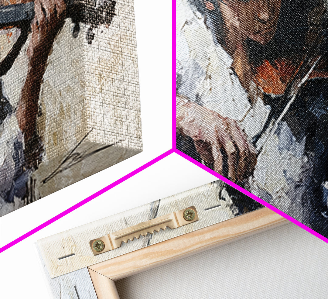 Violinist Painted in Electric Brush Marks Framed Canvas Print, Expressionist Art, Living Room Decor, Watercolor Art, Expression, EXP-2x1-81