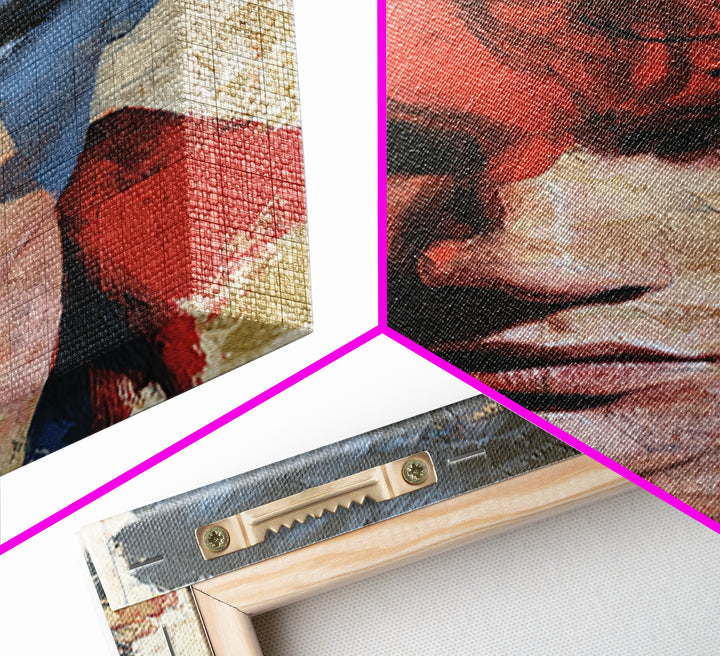 Emotional Portrait with Bold Red and Blue Canvas Print, Expressionist Art, Large Wall Art, Living Room Decor, Expression, EXP-2x3-82