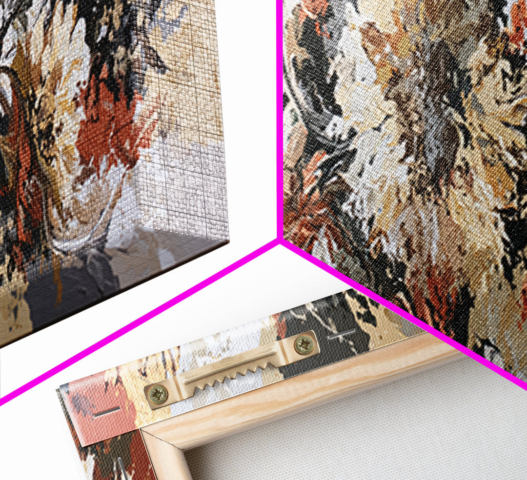 Sunflowers Twisting in Intense Painted Energy Framed Canvas Print, Expressionist Art, Art, Living Room Decor, Expression, EXP-3x1-72