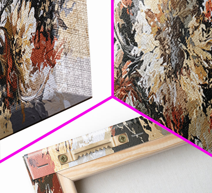 Sunflowers Twisting in Intense Painted Energy Framed Canvas Print, Expressionist Art, Art, Living Room Decor, Expression, EXP-3x1-72