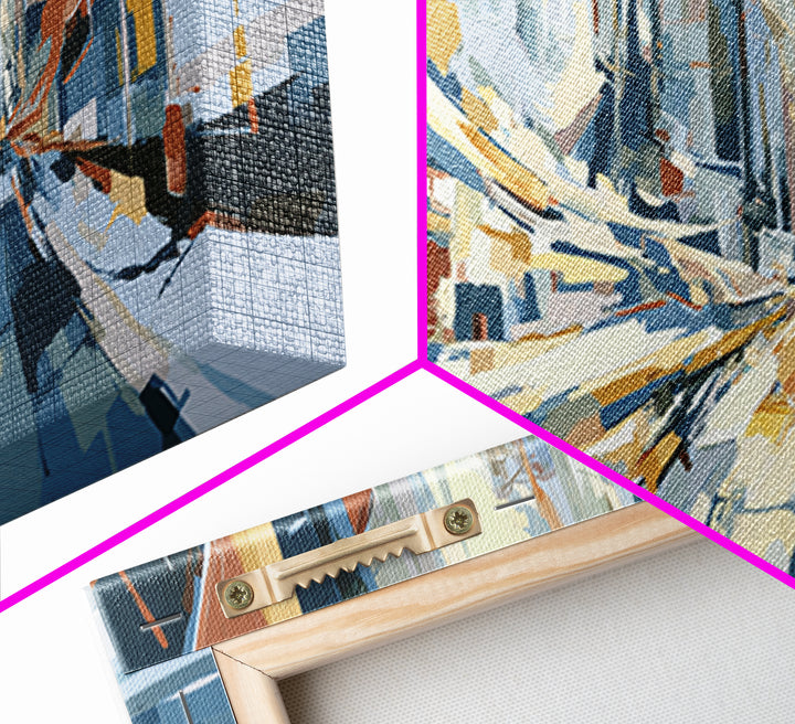 Distorted City Street Framed Canvas Print, Expressionist Art, Boho Decor, Living Room Decor, Oil Painting, Expression, EXP-3x1-89